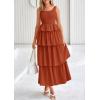 imagePRETTYGARDEN Womens 2025 Summer Sleeveless Midi Dress Scoop Neck A Line Smocked Ruffle Tiered Layered Beach Vacation DressesBrick Red