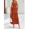 imagePRETTYGARDEN Womens 2025 Summer Sleeveless Midi Dress Scoop Neck A Line Smocked Ruffle Tiered Layered Beach Vacation DressesBrick Red