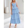 imagePRETTYGARDEN Womens 2025 Summer Sleeveless Midi Dress Scoop Neck A Line Smocked Ruffle Tiered Layered Beach Vacation DressesLight Blue