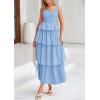imagePRETTYGARDEN Womens 2025 Summer Sleeveless Midi Dress Scoop Neck A Line Smocked Ruffle Tiered Layered Beach Vacation DressesLight Blue
