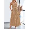 imagePRETTYGARDEN Womens 2025 Summer Spaghetti Strap Maxi Dresses Plaid Square Neck A Line Casual Beach Vacation Long SundressCoffee