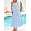 imagePRETTYGARDEN Womens 2025 Summer Spaghetti Strap Maxi Dresses Plaid Square Neck A Line Casual Beach Vacation Long SundressDusty Blue