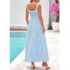 imagePRETTYGARDEN Womens 2025 Summer Spaghetti Strap Maxi Dresses Plaid Square Neck A Line Casual Beach Vacation Long SundressDusty Blue