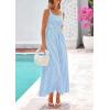 imagePRETTYGARDEN Womens 2025 Summer Spaghetti Strap Maxi Dresses Plaid Square Neck A Line Casual Beach Vacation Long SundressDusty Blue