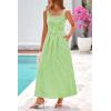 imagePRETTYGARDEN Womens 2025 Summer Spaghetti Strap Maxi Dresses Plaid Square Neck A Line Casual Beach Vacation Long SundressGreen