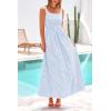 imagePRETTYGARDEN Womens 2025 Summer Spaghetti Strap Maxi Dresses Plaid Square Neck A Line Casual Beach Vacation Long SundressLight Blue