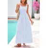 imagePRETTYGARDEN Womens 2025 Summer Spaghetti Strap Maxi Dresses Plaid Square Neck A Line Casual Beach Vacation Long SundressLight Blue