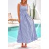 imagePRETTYGARDEN Womens 2025 Summer Spaghetti Strap Maxi Dresses Plaid Square Neck A Line Casual Beach Vacation Long SundressNavy
