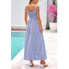 imagePRETTYGARDEN Womens 2025 Summer Spaghetti Strap Maxi Dresses Plaid Square Neck A Line Casual Beach Vacation Long SundressNavy