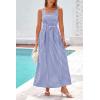 imagePRETTYGARDEN Womens 2025 Summer Spaghetti Strap Maxi Dresses Plaid Square Neck A Line Casual Beach Vacation Long SundressNavy