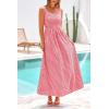 imagePRETTYGARDEN Womens 2025 Summer Spaghetti Strap Maxi Dresses Plaid Square Neck A Line Casual Beach Vacation Long SundressRed