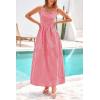 imagePRETTYGARDEN Womens 2025 Summer Spaghetti Strap Maxi Dresses Plaid Square Neck A Line Casual Beach Vacation Long SundressRed