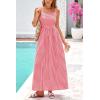 imagePRETTYGARDEN Womens 2025 Summer Spaghetti Strap Maxi Dresses Plaid Square Neck A Line Casual Beach Vacation Long SundressRed