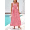 imagePRETTYGARDEN Womens 2025 Summer Spaghetti Strap Maxi Dresses Plaid Square Neck A Line Casual Beach Vacation Long SundressRed