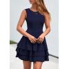 imagePRETTYGARDEN Womens 2025 Summer Sundresses Casual Elegant Sleeveless Flowy Tiered Ruffle A Line Mini Graduation Party DressNavy