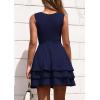 imagePRETTYGARDEN Womens 2025 Summer Sundresses Casual Elegant Sleeveless Flowy Tiered Ruffle A Line Mini Graduation Party DressNavy