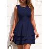 imagePRETTYGARDEN Womens 2025 Summer Sundresses Casual Elegant Sleeveless Flowy Tiered Ruffle A Line Mini Graduation Party DressNavy