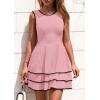 imagePRETTYGARDEN Womens 2025 Summer Sundresses Casual Elegant Sleeveless Flowy Tiered Ruffle A Line Mini Graduation Party DressPink