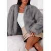imagePRETTYGARDEN Womens 2025 Winter Coats Fluffy Cropped Faux Fur Jacket Long Sleeve Open Front Shaggy Outerwear Trendy ClothesGrey