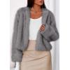 imagePRETTYGARDEN Womens 2025 Winter Coats Fluffy Cropped Faux Fur Jacket Long Sleeve Open Front Shaggy Outerwear Trendy ClothesGrey