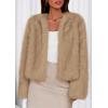 imagePRETTYGARDEN Womens 2025 Winter Coats Fluffy Cropped Faux Fur Jacket Long Sleeve Open Front Shaggy Outerwear Trendy ClothesLight Khaki
