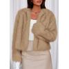 imagePRETTYGARDEN Womens 2025 Winter Coats Fluffy Cropped Faux Fur Jacket Long Sleeve Open Front Shaggy Outerwear Trendy ClothesLight Khaki