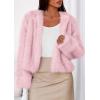imagePRETTYGARDEN Womens 2025 Winter Coats Fluffy Cropped Faux Fur Jacket Long Sleeve Open Front Shaggy Outerwear Trendy ClothesPink