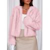 imagePRETTYGARDEN Womens 2025 Winter Coats Fluffy Cropped Faux Fur Jacket Long Sleeve Open Front Shaggy Outerwear Trendy ClothesPink