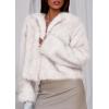 imagePRETTYGARDEN Womens 2025 Winter Coats Fluffy Cropped Faux Fur Jacket Long Sleeve Open Front Shaggy Outerwear Trendy ClothesWhite