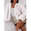 imagePRETTYGARDEN Womens 2025 Winter Coats Fluffy Cropped Faux Fur Jacket Long Sleeve Open Front Shaggy Outerwear Trendy ClothesWhite