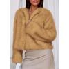 imagePRETTYGARDEN Womens 2025 Winter Coats Fluffy Cropped Faux Fur Jacket Long Sleeve Open Front Shaggy Outerwear Trendy ClothesYellow