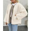 imagePRETTYGARDEN Womens 2025 Winter Coats Long Sleeve Button up Fuzzy Sherpa Fleece Jackets Outerwear Fall Fashion ClothesBeige