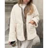 imagePRETTYGARDEN Womens 2025 Winter Coats Long Sleeve Button up Fuzzy Sherpa Fleece Jackets Outerwear Fall Fashion ClothesBeige