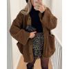 imagePRETTYGARDEN Womens 2025 Winter Coats Long Sleeve Button up Fuzzy Sherpa Fleece Jackets Outerwear Fall Fashion ClothesBrown
