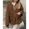 imagePRETTYGARDEN Womens 2025 Winter Coats Long Sleeve Button up Fuzzy Sherpa Fleece Jackets Outerwear Fall Fashion ClothesBrown