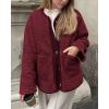 imagePRETTYGARDEN Womens 2025 Winter Coats Long Sleeve Button up Fuzzy Sherpa Fleece Jackets Outerwear Fall Fashion ClothesWine Red