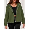 imagePRETTYGARDEN Womens 2025 Winter Fleece Sherpa Jacket Trendy Long Sleeve Zip Up Cropped Warm Coat Fall Fashion Workout ClothesArmy Green