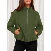 imagePRETTYGARDEN Womens 2025 Winter Fleece Sherpa Jacket Trendy Long Sleeve Zip Up Cropped Warm Coat Fall Fashion Workout ClothesArmy Green