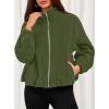 imagePRETTYGARDEN Womens 2025 Winter Fleece Sherpa Jacket Trendy Long Sleeve Zip Up Cropped Warm Coat Fall Fashion Workout ClothesArmy Green