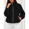 imagePRETTYGARDEN Womens 2025 Winter Fleece Sherpa Jacket Trendy Long Sleeve Zip Up Cropped Warm Coat Fall Fashion Workout ClothesBlack