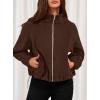 imagePRETTYGARDEN Womens 2025 Winter Fleece Sherpa Jacket Trendy Long Sleeve Zip Up Cropped Warm Coat Fall Fashion Workout ClothesBrown