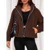 imagePRETTYGARDEN Womens 2025 Winter Fleece Sherpa Jacket Trendy Long Sleeve Zip Up Cropped Warm Coat Fall Fashion Workout ClothesBrown