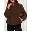 imagePRETTYGARDEN Womens 2025 Winter Fleece Sherpa Jacket Trendy Long Sleeve Zip Up Cropped Warm Coat Fall Fashion Workout ClothesBrown