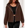 imagePRETTYGARDEN Womens 2025 Winter Fleece Sherpa Jacket Trendy Long Sleeve Zip Up Cropped Warm Coat Fall Fashion Workout ClothesBrown