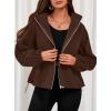 imagePRETTYGARDEN Womens 2025 Winter Fleece Sherpa Jacket Trendy Long Sleeve Zip Up Cropped Warm Coat Fall Fashion Workout ClothesBrown