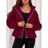 imagePRETTYGARDEN Womens 2025 Winter Fleece Sherpa Jacket Trendy Long Sleeve Zip Up Cropped Warm Coat Fall Fashion Workout ClothesBurgundy