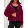 imagePRETTYGARDEN Womens 2025 Winter Fleece Sherpa Jacket Trendy Long Sleeve Zip Up Cropped Warm Coat Fall Fashion Workout ClothesBurgundy