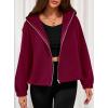 imagePRETTYGARDEN Womens 2025 Winter Fleece Sherpa Jacket Trendy Long Sleeve Zip Up Cropped Warm Coat Fall Fashion Workout ClothesBurgundy