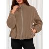 imagePRETTYGARDEN Womens 2025 Winter Fleece Sherpa Jacket Trendy Long Sleeve Zip Up Cropped Warm Coat Fall Fashion Workout ClothesKhaki