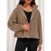 imagePRETTYGARDEN Womens 2025 Winter Fleece Sherpa Jacket Trendy Long Sleeve Zip Up Cropped Warm Coat Fall Fashion Workout ClothesKhaki
